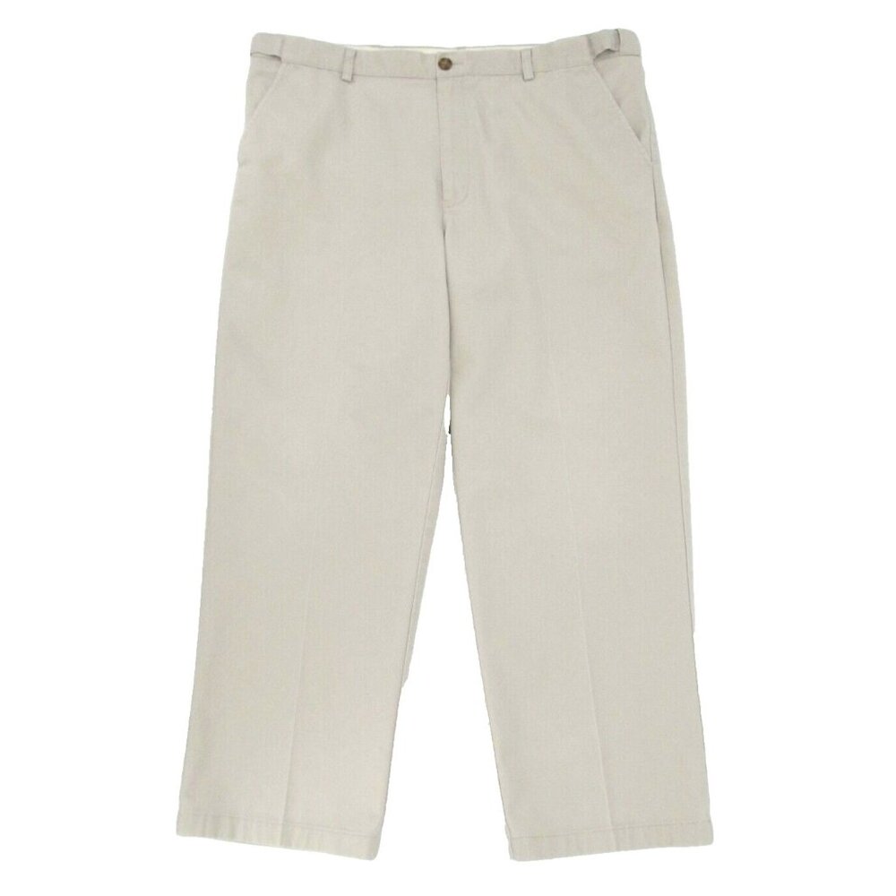 Vintage LL Bean Pants Mens 38x29 Beige Stretch Comfort Waist Straight Leg Khakis